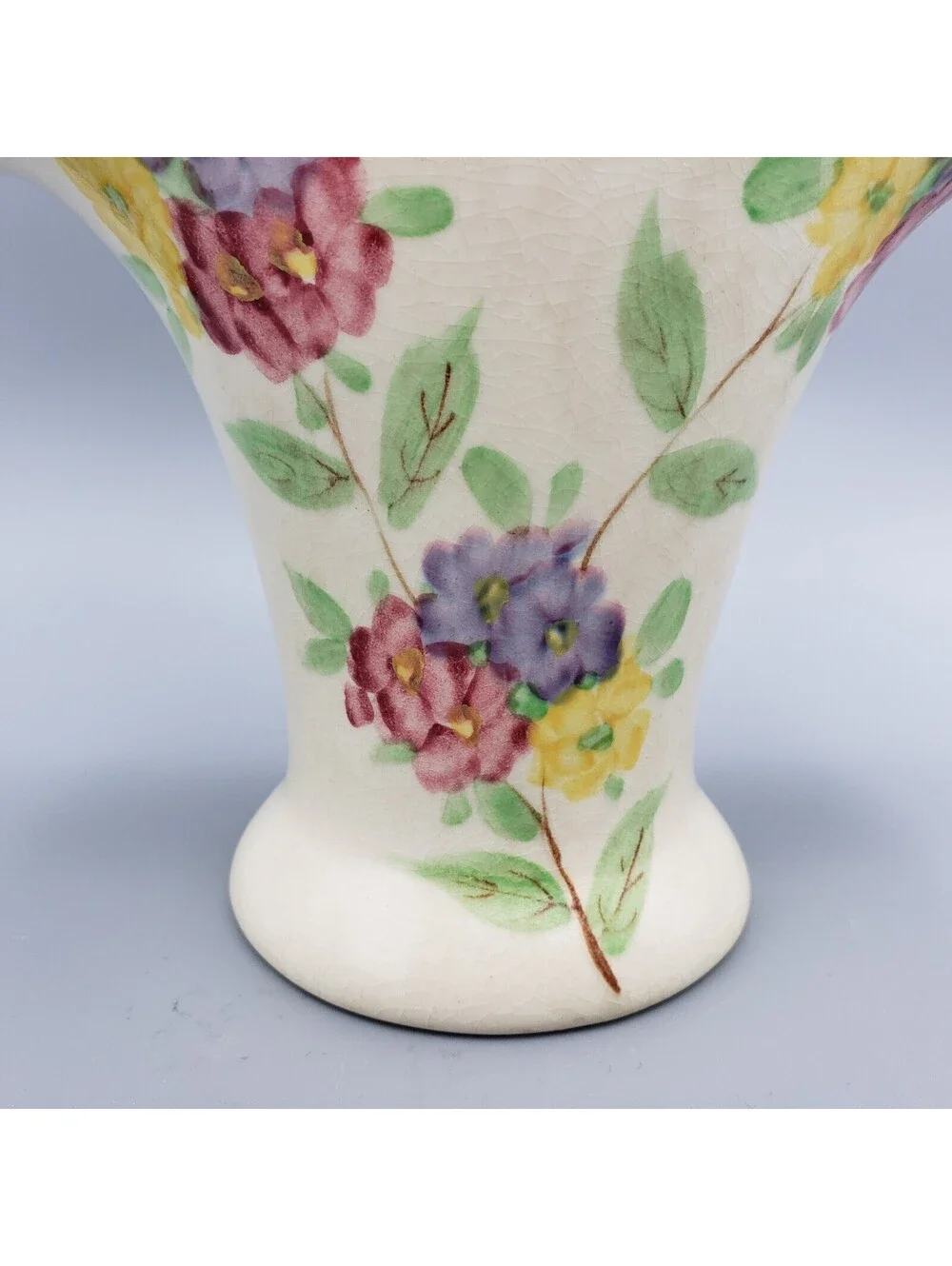 VTG E. Radford Pottery Flower Basket with Frog Hand Painted England Ceramic Vase